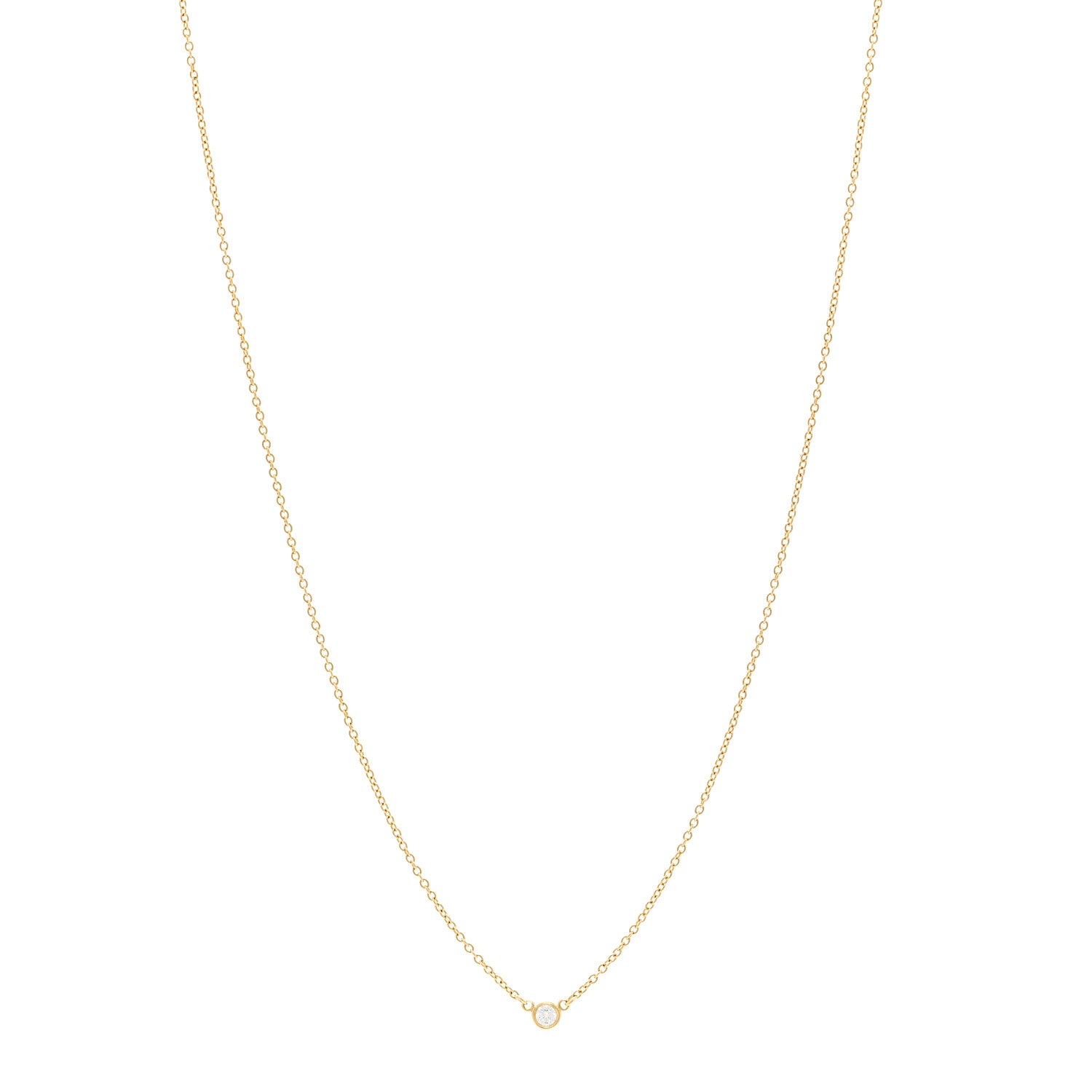 Tiffany 18K Yellow Gold Diamond .05ct Elsa Peretti Diamonds by the Yard Pendant Necklace 1 of 5
