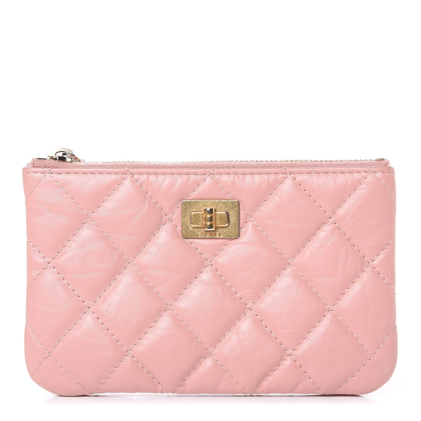 Aged Calfskin Quilted Small Reissue Cosmetic Case Light Pink