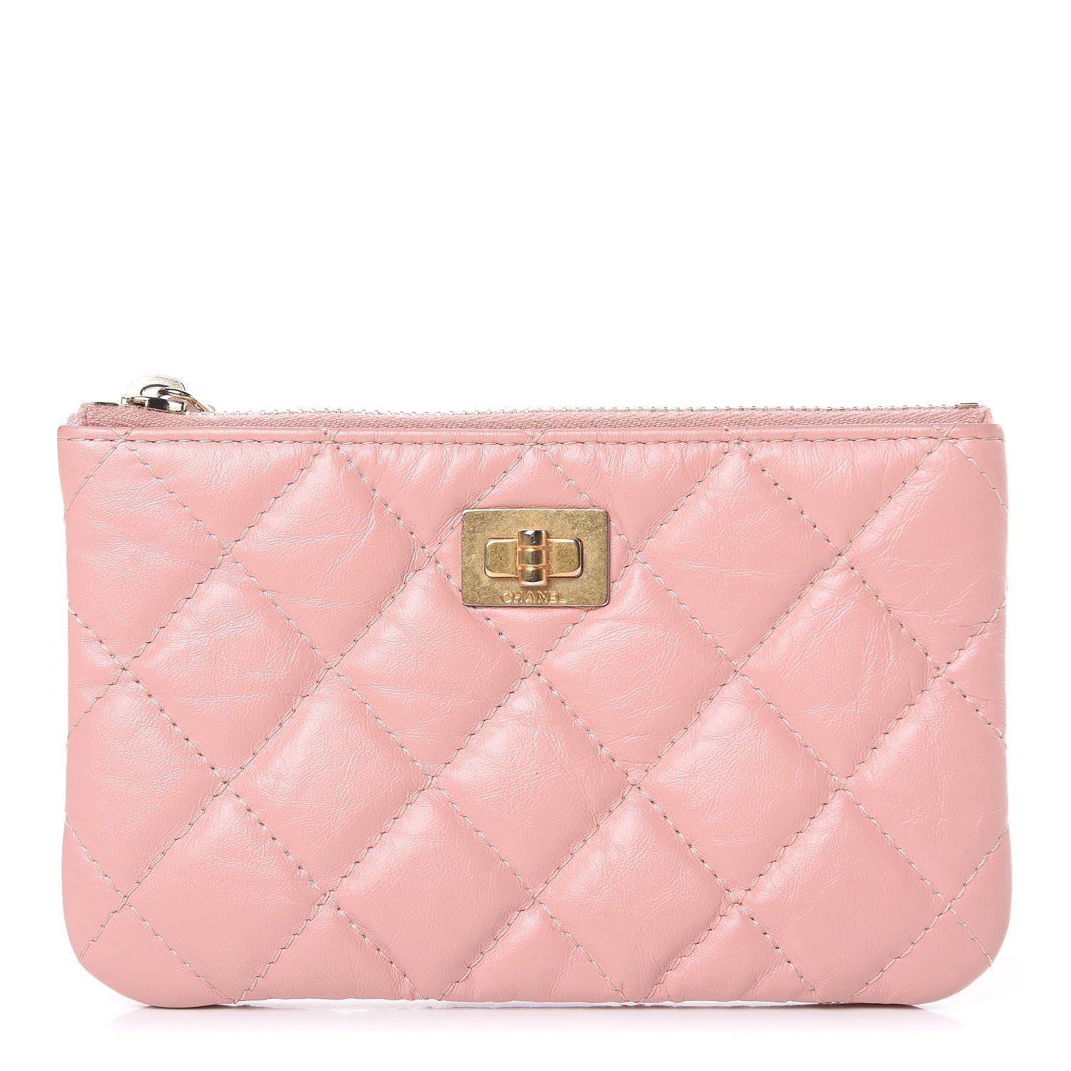 Chanel Aged Calfskin Quilted Small Reissue Cosmetic Case Light Pink 1 of 10
