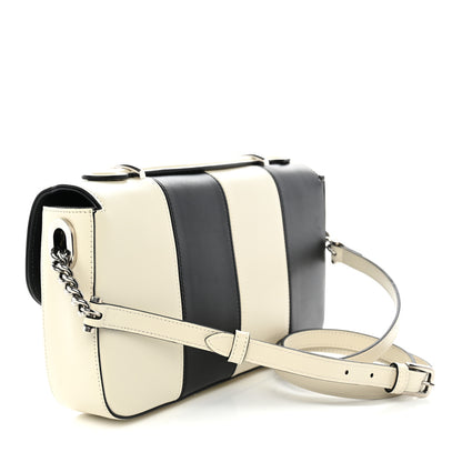 Gucci Senna Calfskin Lines Petite GG Top Handle Shoulder Bag Black Mystic White 3 of 10
