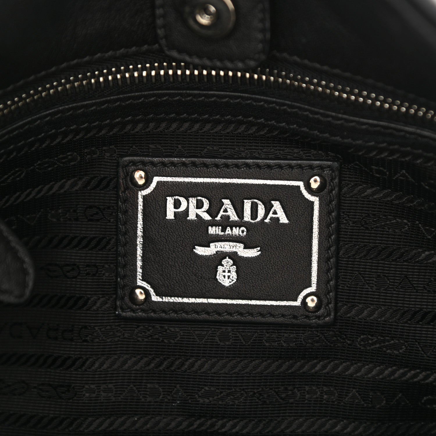 Prada Vitello Daino Side Pocket Hobo Black 5 of 9