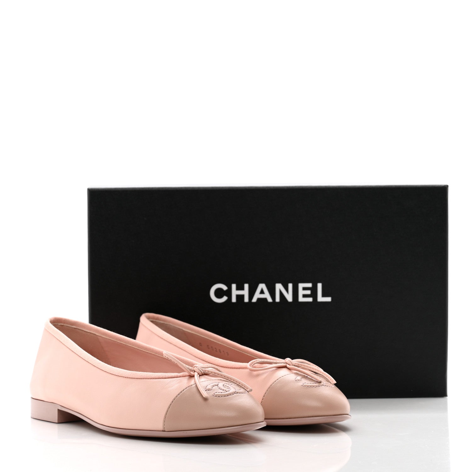 Chanel Lambskin Cap Toe CC Ballerina Flats 37.5 Light Pink Dark Pink 9 of 9