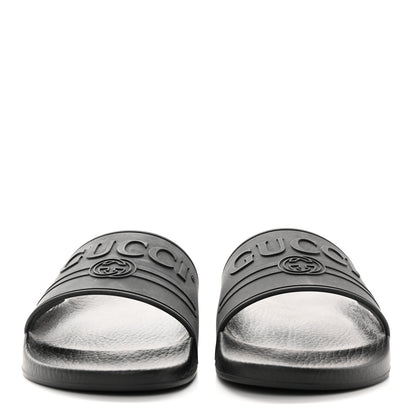 Gucci Rubber Logo Stamped Mens Slide Sandals 8 Black 2 of 13
