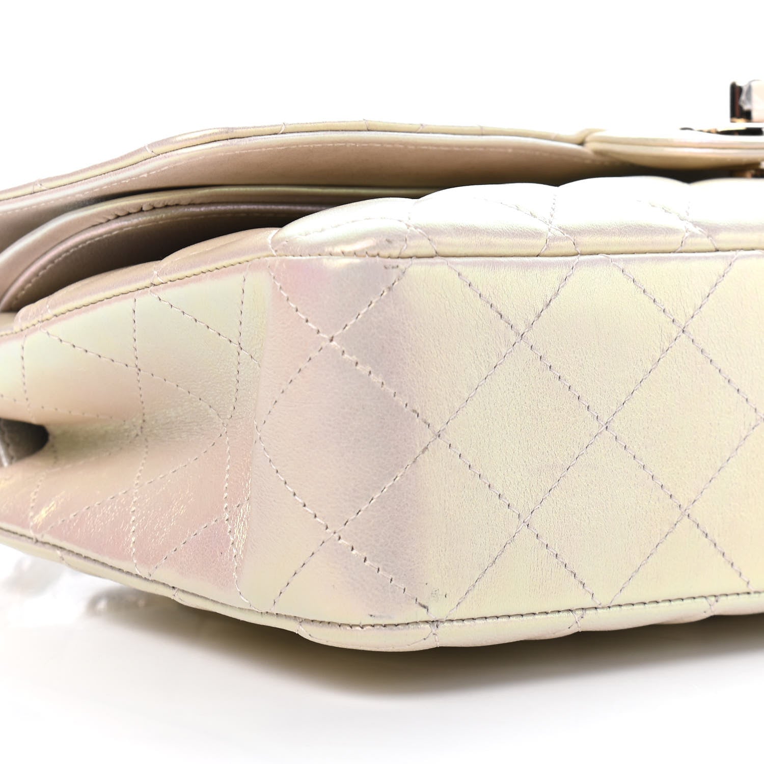 Chanel Iridescent Lambskin Quilted Medium Double Flap Ivory 8 of 9