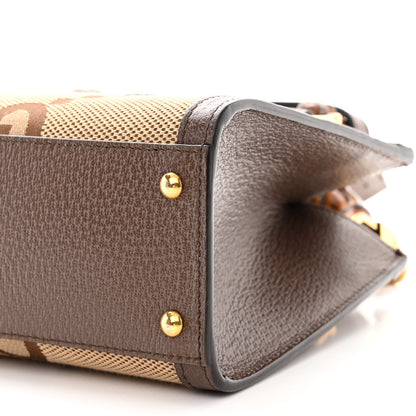 Gucci Monogram Jumbo GG Textured Dollar Calfskin Mini Diana Tote Bag Camel Ebony New Acero 10 of 15