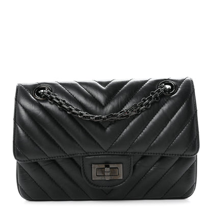 Chanel Aged Calfskin Chevron Quilted 2.55 Reissue Mini Flap So Black 1 of 11