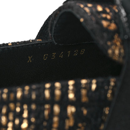 Chanel Tweed Patent CC Womens Lace Up Oxfords 39.5 Black Gold 8 of 8