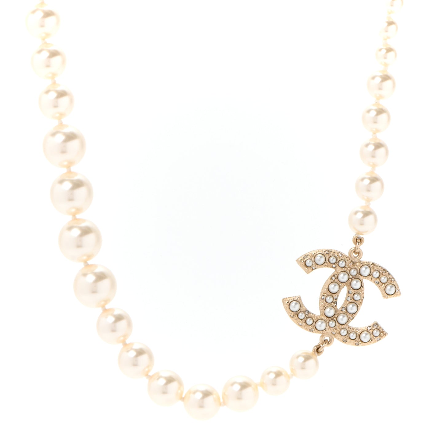Pearl CC 100th Anniversary Necklace Light Gold