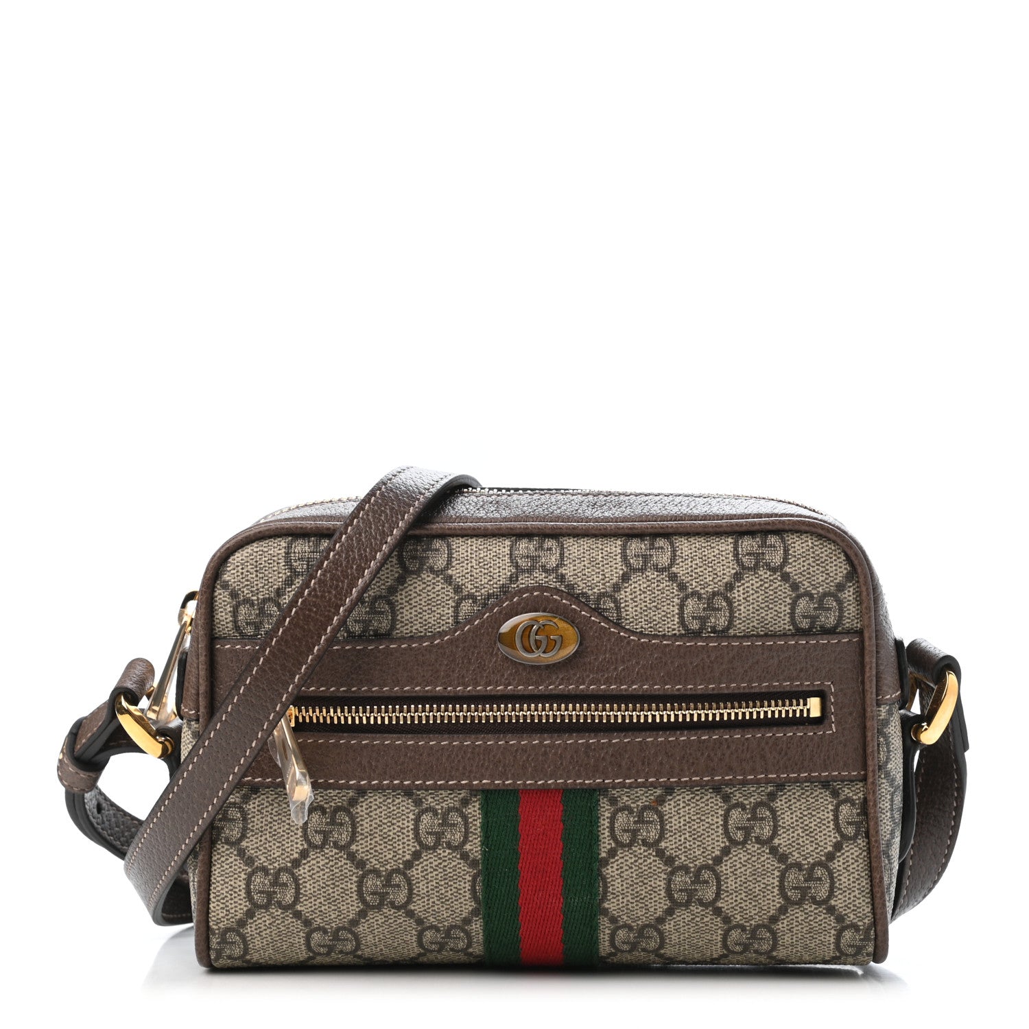 Gucci GG Supreme Monogram Web Mini Ophidia Shoulder Bag Brown 1 of 4