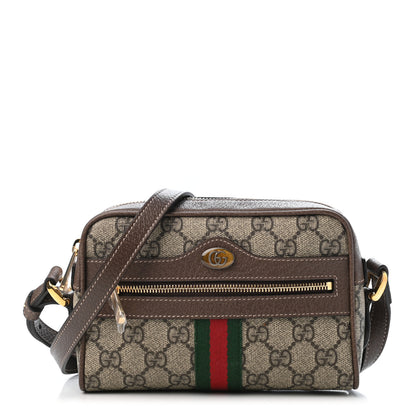 Gucci GG Supreme Monogram Web Mini Ophidia Shoulder Bag Brown 1 of 4