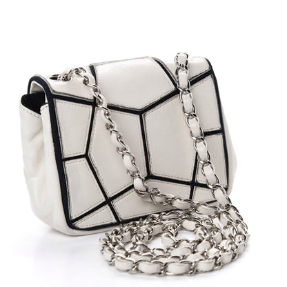 Chanel Calfskin Stitched Curve Mini Flap White Black 3 of 11