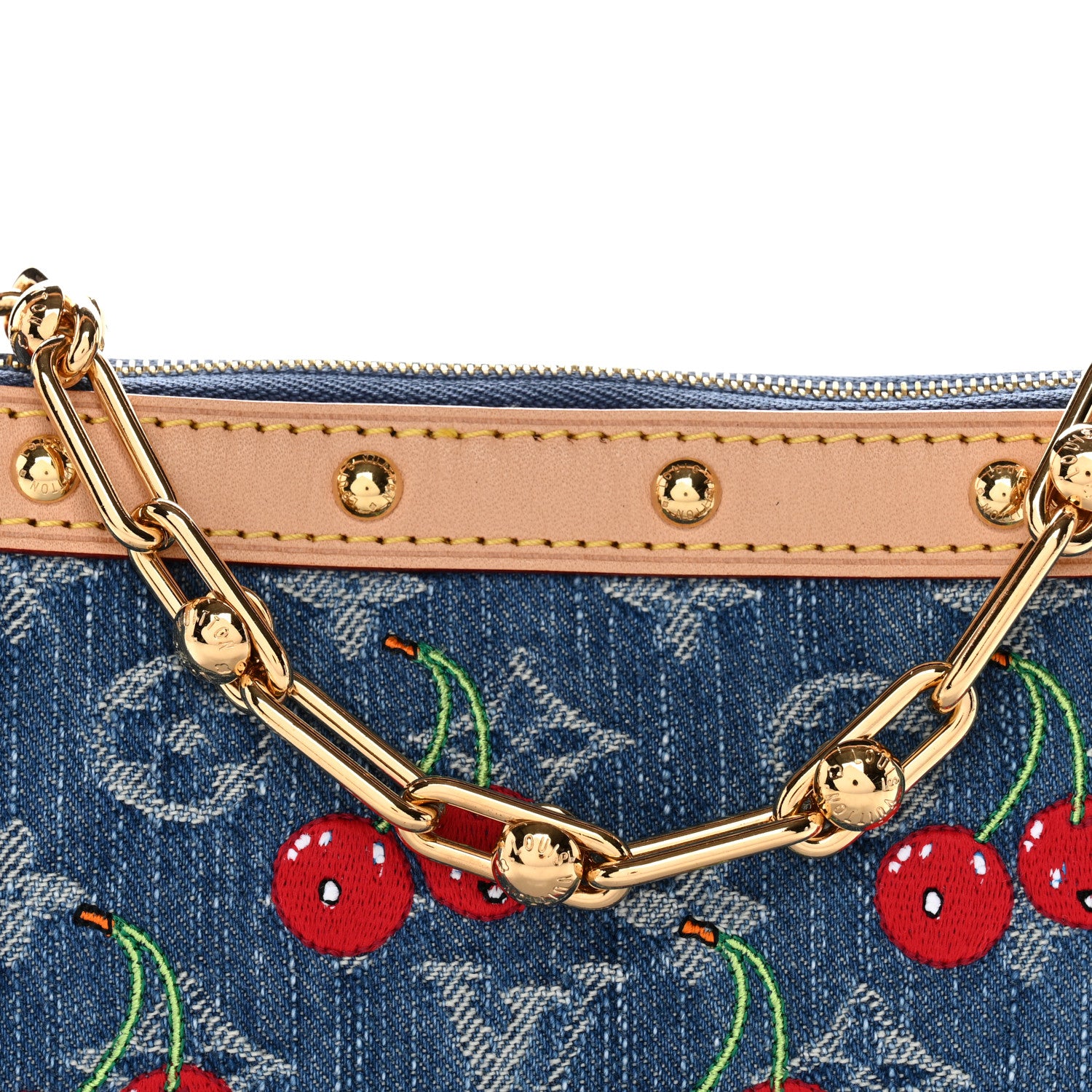 Louis Vuitton LV X TM Monogram Denim Cerises Pochette Accessories Blue 8 of 10