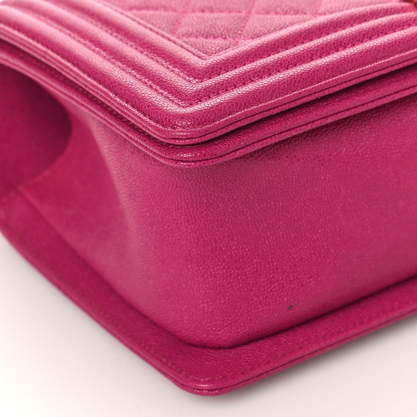 Caviar Quilted Medium Boy Flap Fuchsia