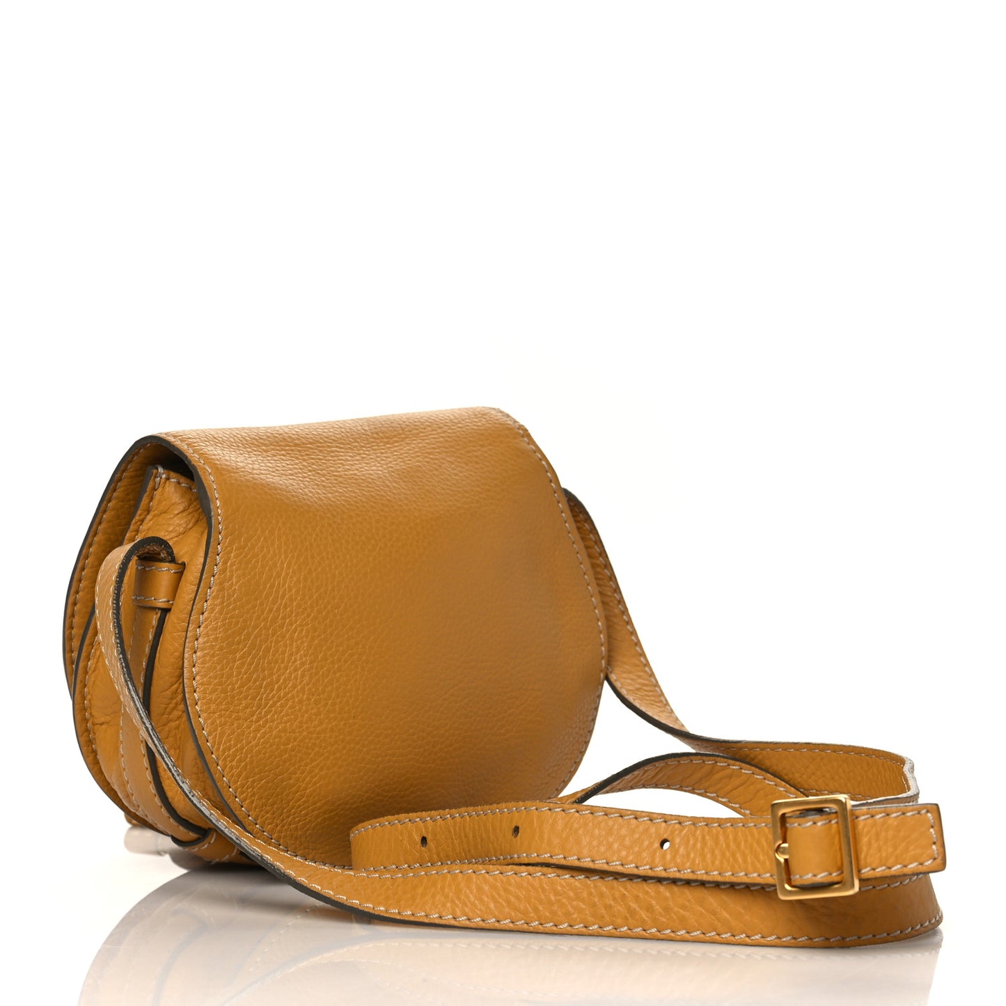 Calfskin Mini Marcie Round Crossbody Bag Curry Yellow