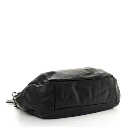 Prada Soft Calfskin Pleated Shoulder Bag Black 4 of 10