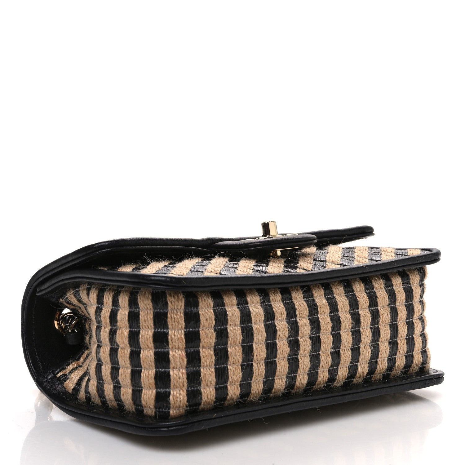 Chanel Raffia Jute Striped Small Urban Jungle Single Flap Black Beige 4 of 10