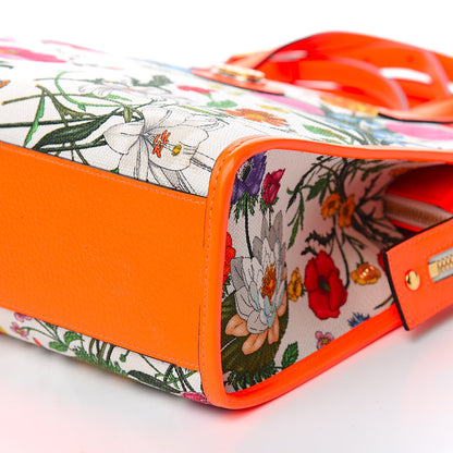 Gucci Canvas Medium Flora Tote White Multicolor Orange Fluo 9 of 11