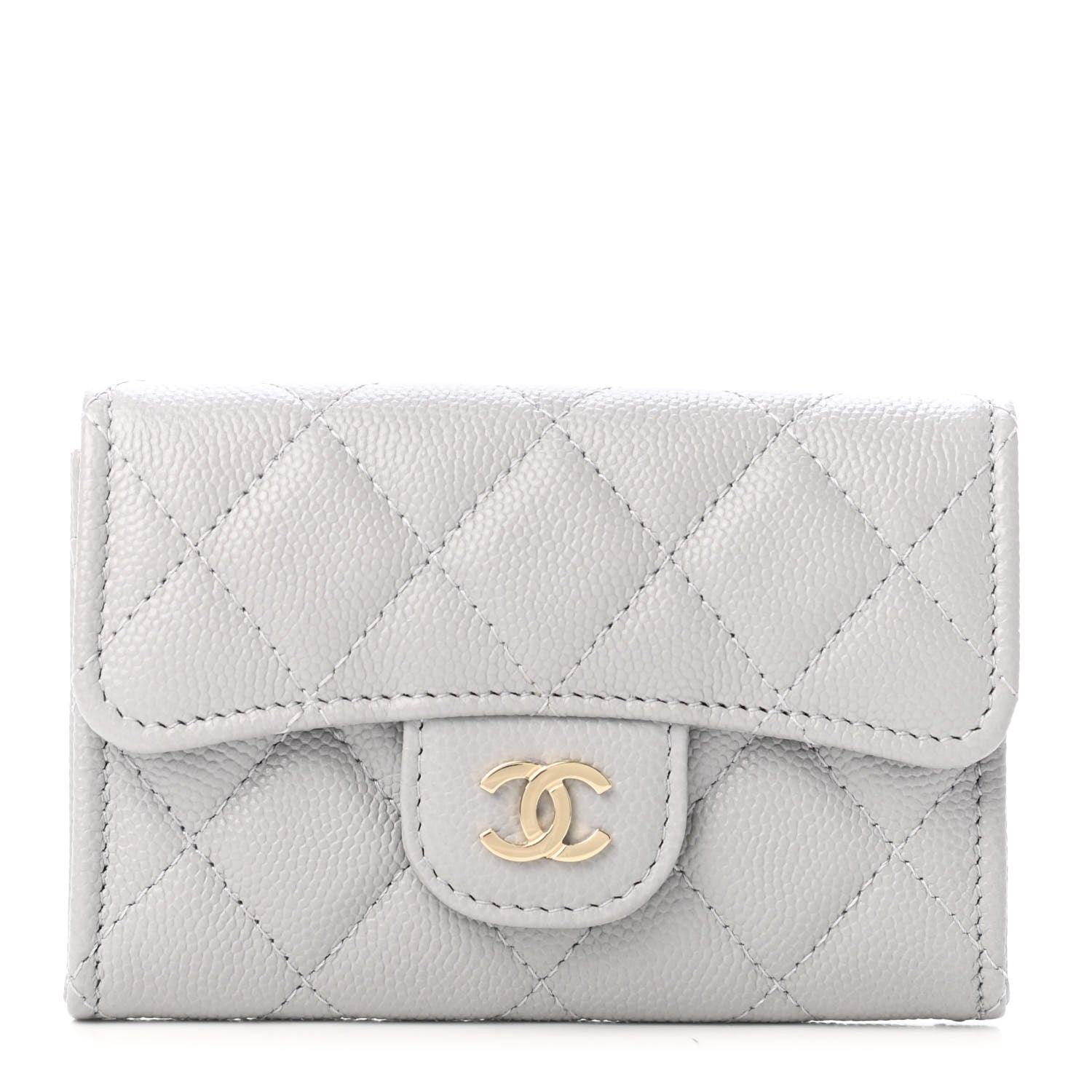 Chanel Caviar Quilted Flap Card Holder Wallet Grey 1 of 4