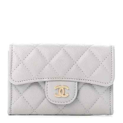 Chanel Caviar Quilted Flap Card Holder Wallet Grey 1 of 4