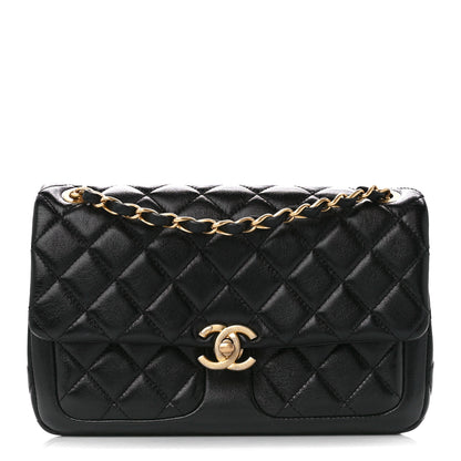 Chanel Shiny Lambskin Quilted Small Daily Friend Flap Black 1 of 11