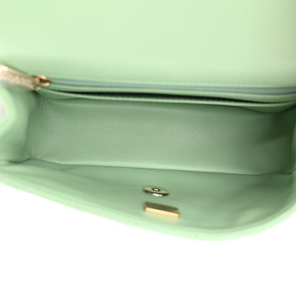 Chanel Lambskin Quilted Mini Top Handle Rectangular Flap Light Green 5 of 12