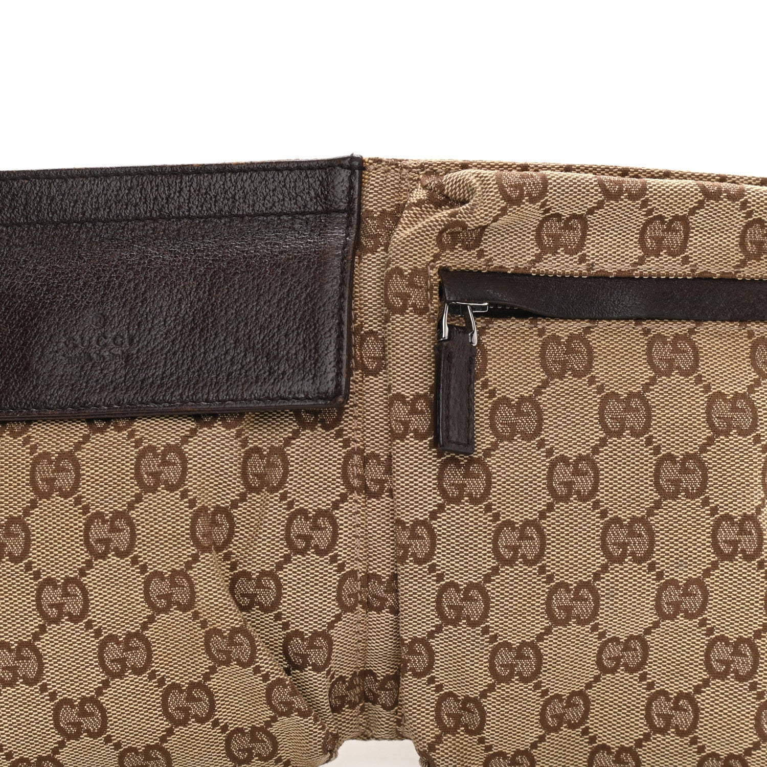 Gucci GG Monogram Web Double Pocket Belt Bag Dark Brown 8 of 10