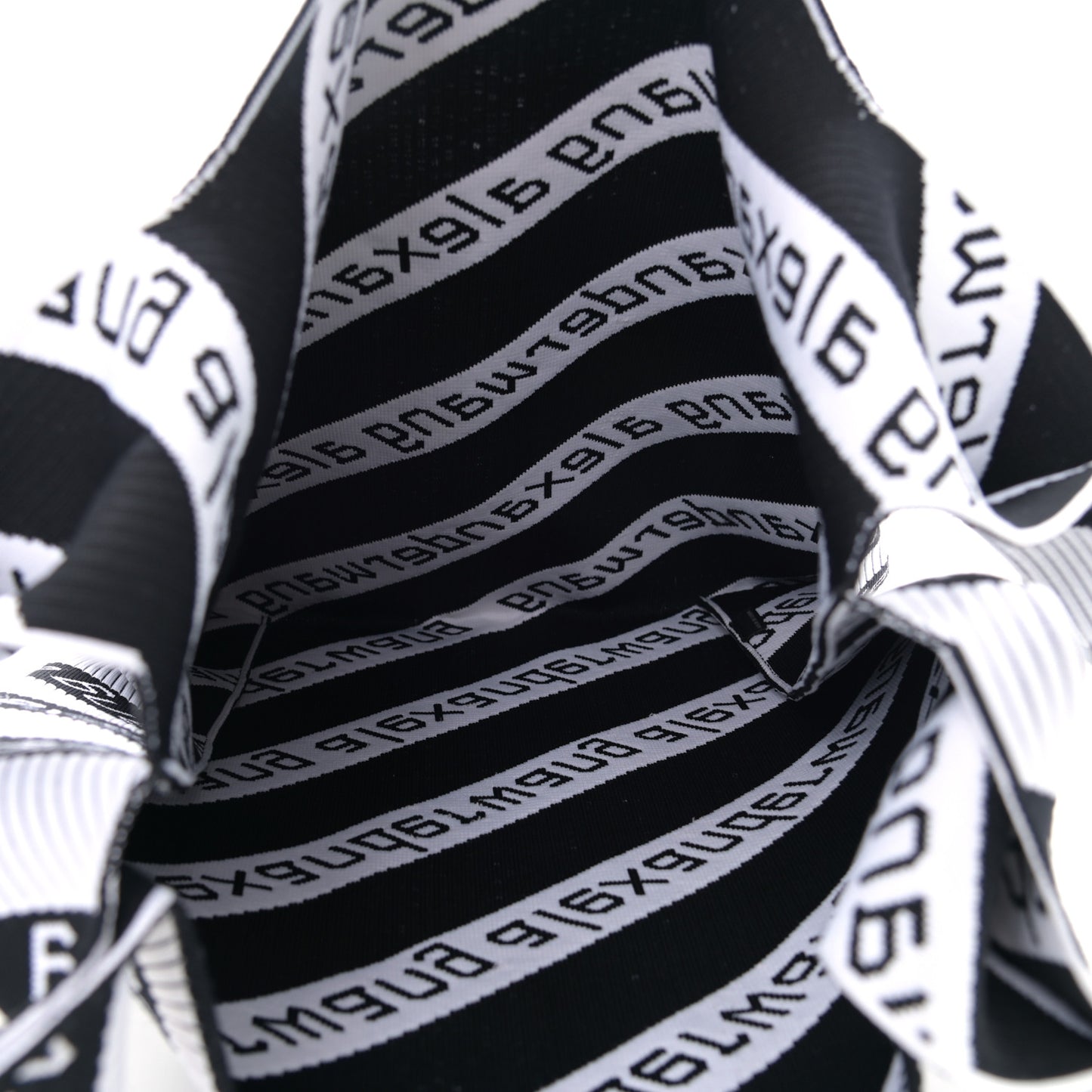Knit Jacquard Diagonal Logo Shopper Tote Black White