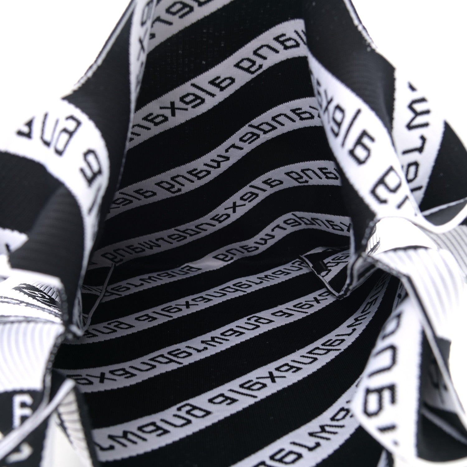 Alexander Wang Knit Jacquard Diagonal Logo Shopper Tote Black White 5 of 11
