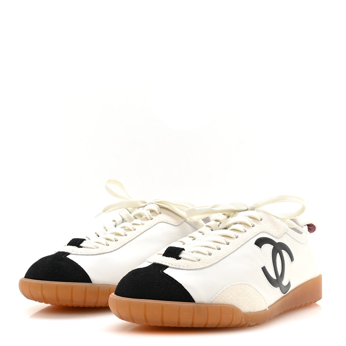 Calfskin Embossed Suede Sneakers 39.5 White Black