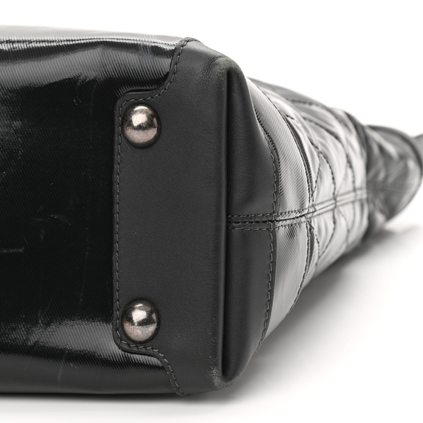Calfskin Coated Canvas Quilted Tote Black