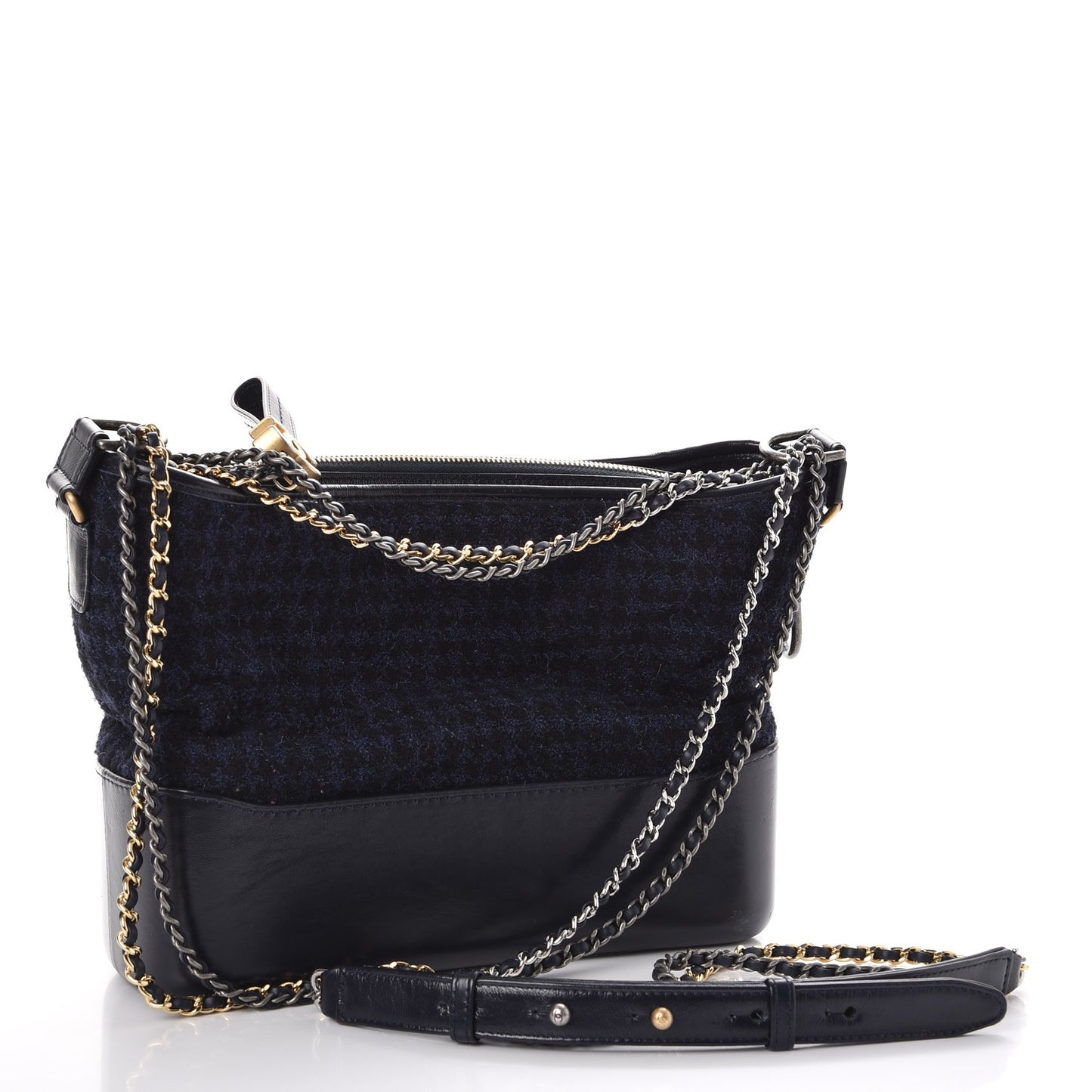 Tweed Calfskin Quilted Medium Gabrielle Hobo Black Blue