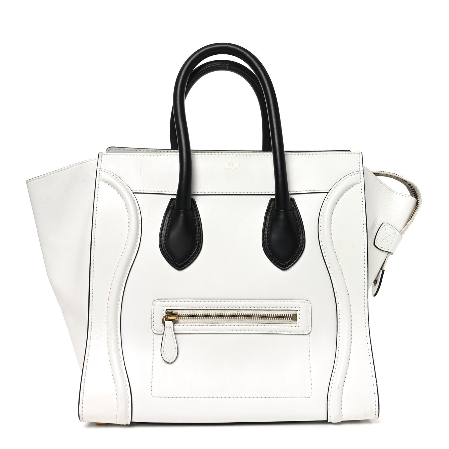 Satin Calfskin Mini Bi-Color Luggage White Black