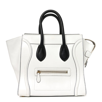 Celine Satin Calfskin Mini Bi-Color Luggage White Black 1 of 10