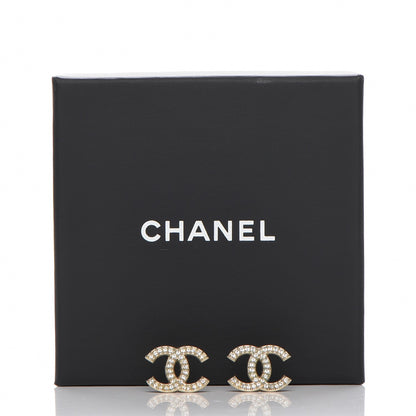 Chanel Crystal CC Earrings Gold 5 of 5