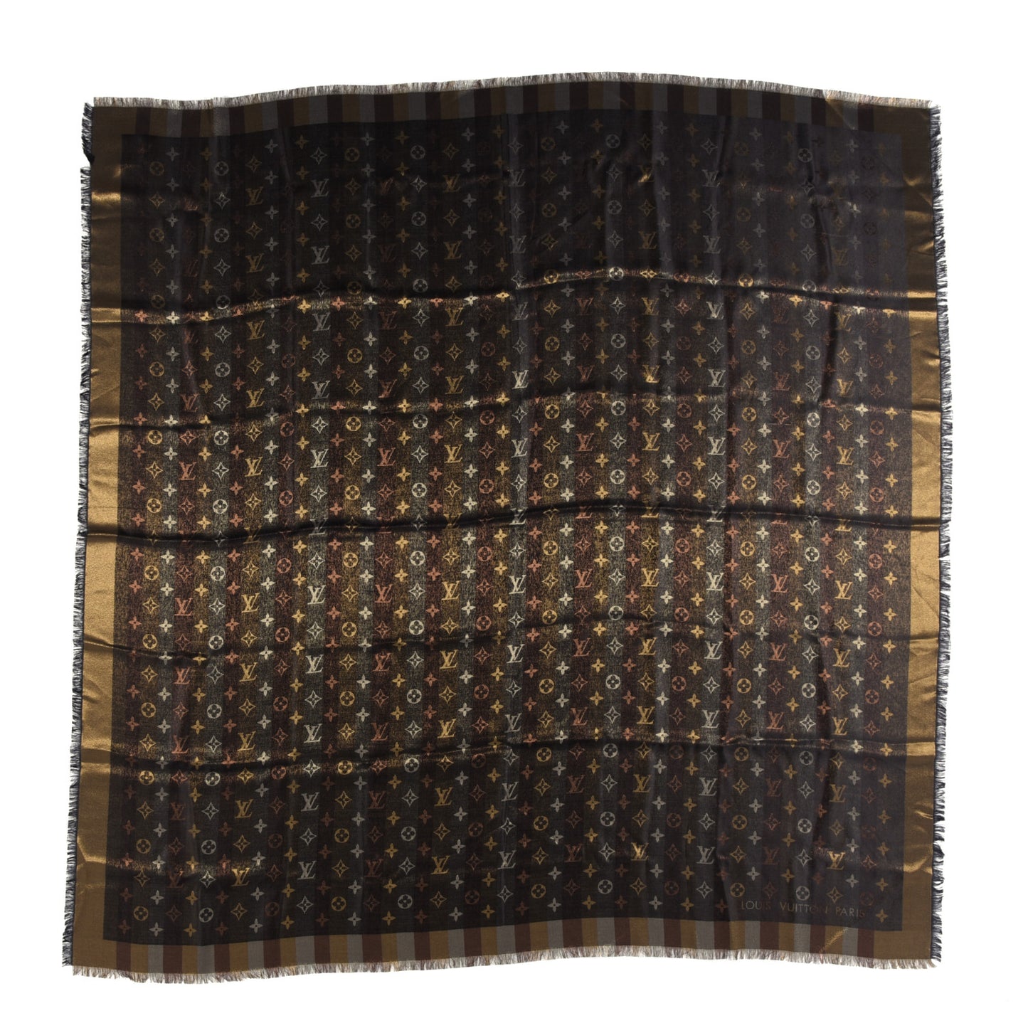 Silk Lurex Wool So Shine Monogram Shawl Black