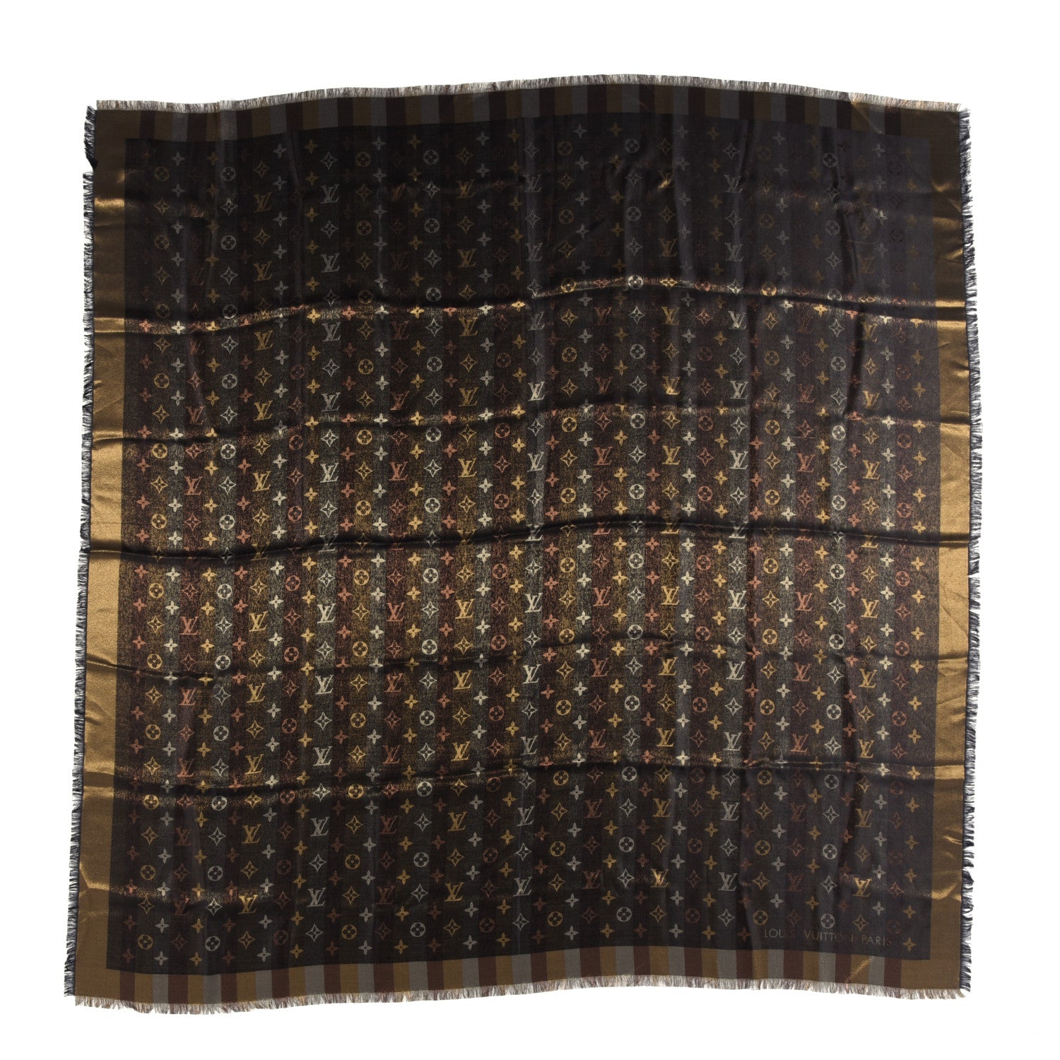 Louis Vuitton Silk Lurex Wool So Shine Monogram Shawl Black 1 of 3