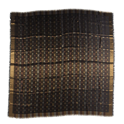 Louis Vuitton Silk Lurex Wool So Shine Monogram Shawl Black 1 of 3