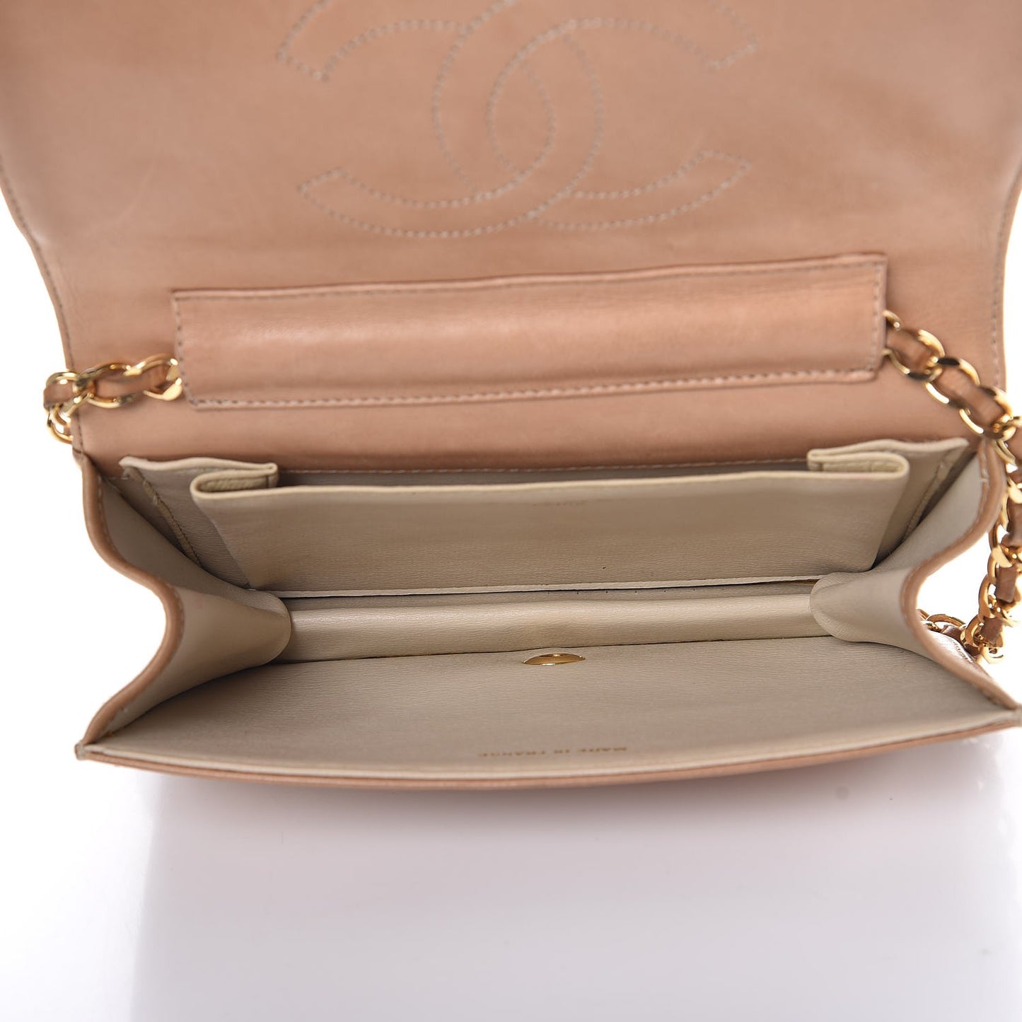 Lambskin Quilted Mini Flap Beige