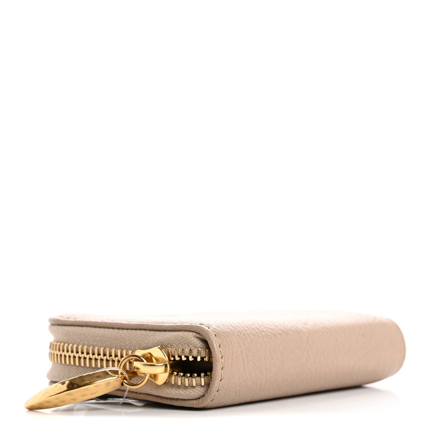 Shiny Grained Calfskin Banana Zipped Coin Purse Boyish Brown