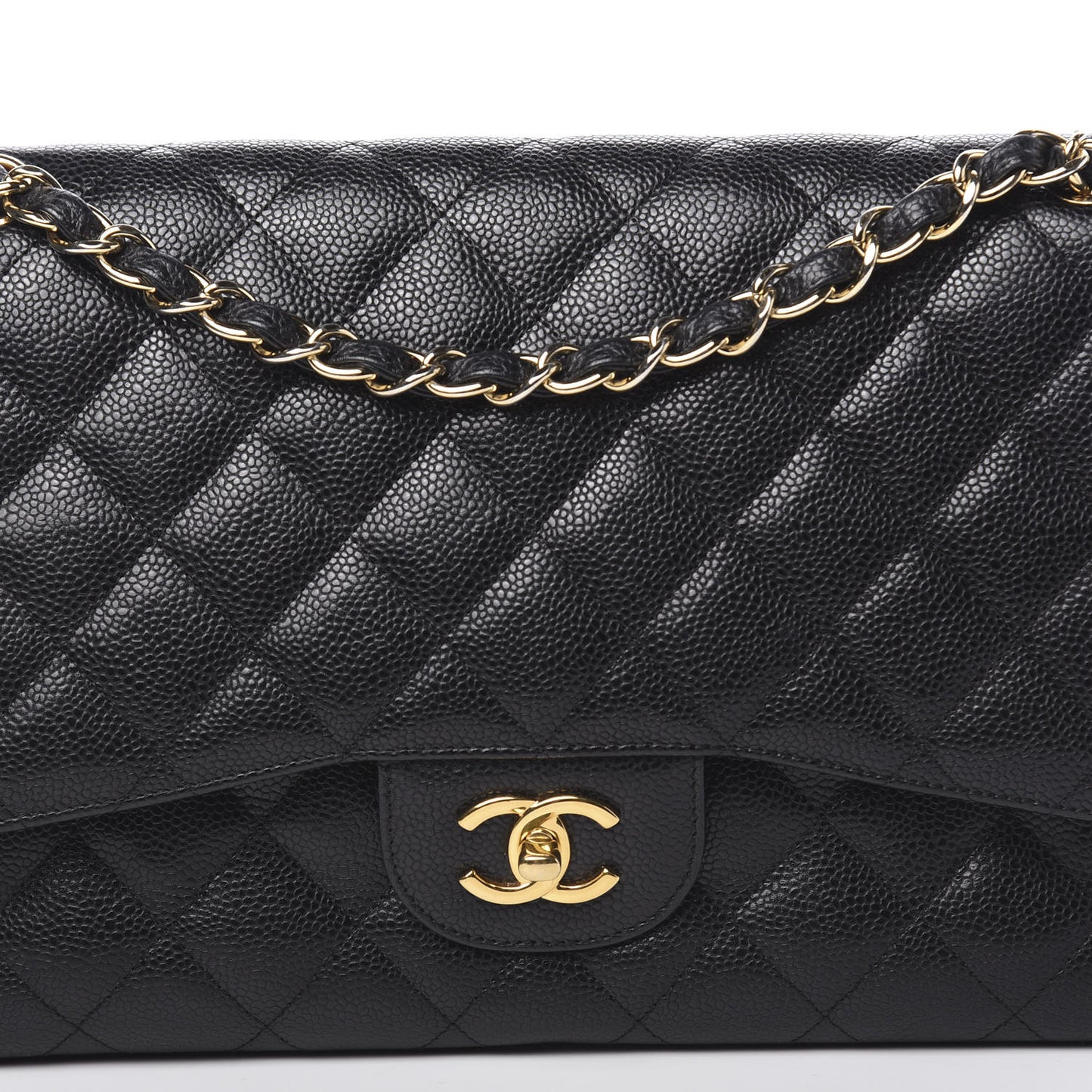 Caviar Quilted Jumbo Double Flap Black