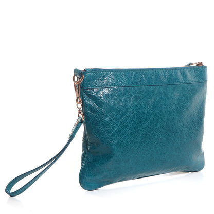 Balenciaga Agneau Giant 12 Rose Gold Hardware Flat Handle Clutch Lagon 4 of 11
