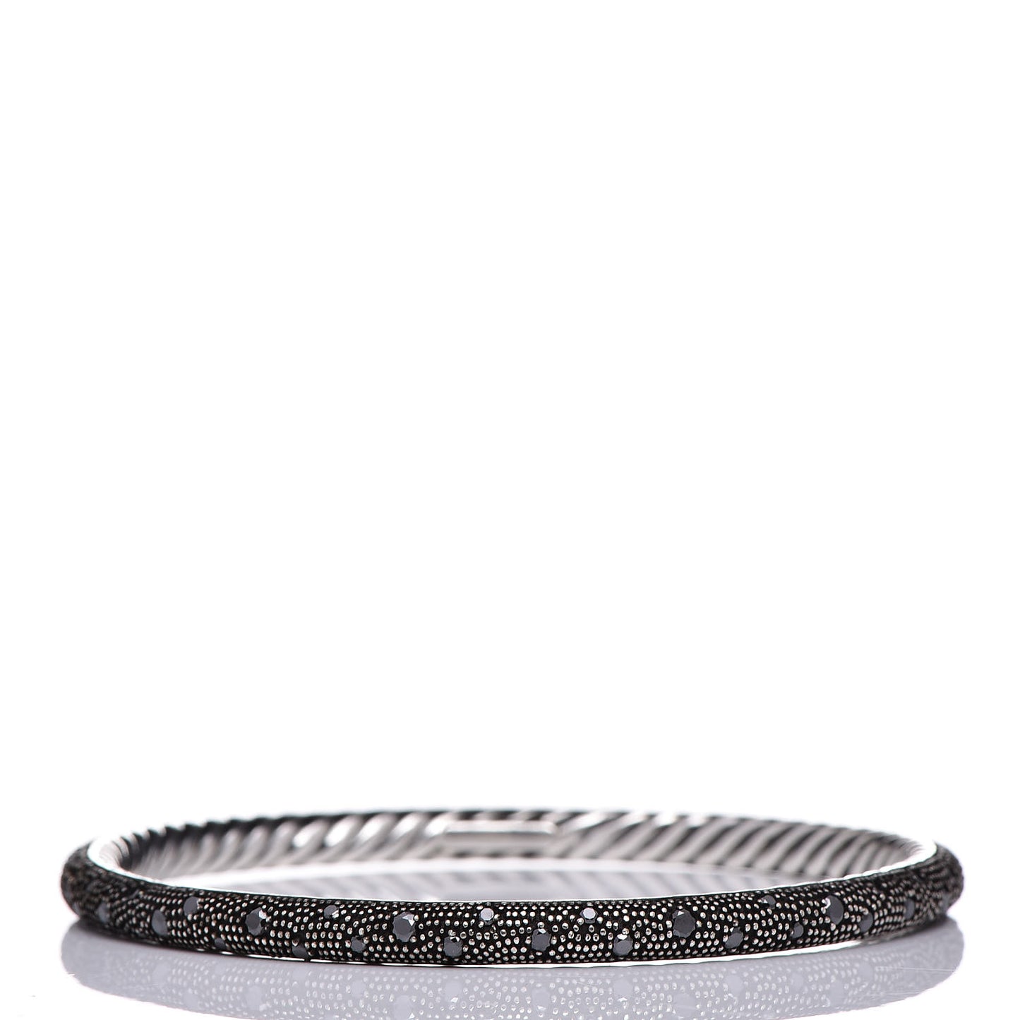 Sterling Silver Black Diamond 4mm Midnight Melange Bangle Bracelet