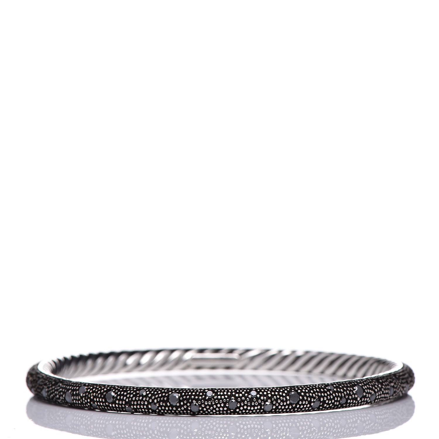 David Yurman Sterling Silver Black Diamond 4mm Midnight Melange Bangle Bracelet 4 of 4