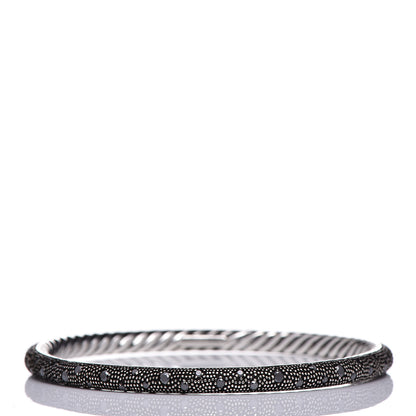 David Yurman Sterling Silver Black Diamond 4mm Midnight Melange Bangle Bracelet 4 of 4