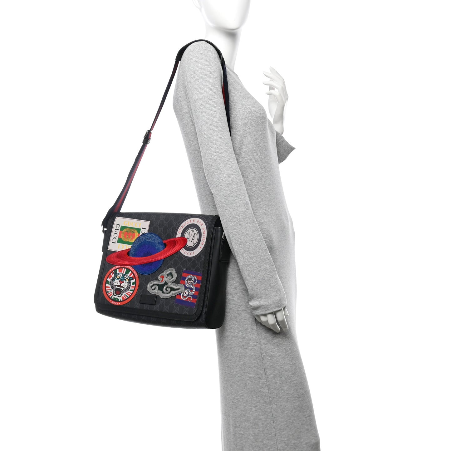 GG Supreme Monogram Night Courrier Flap Messenger Black Multicolor