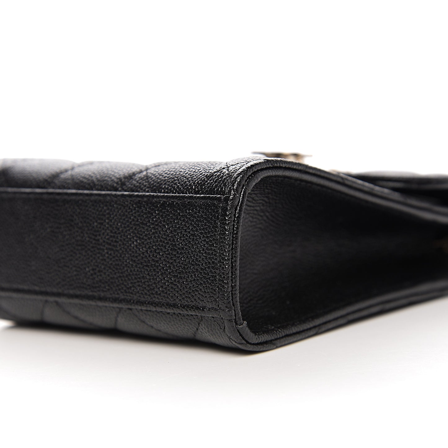 Caviar Quilted Golden Class Phone Holder Black
