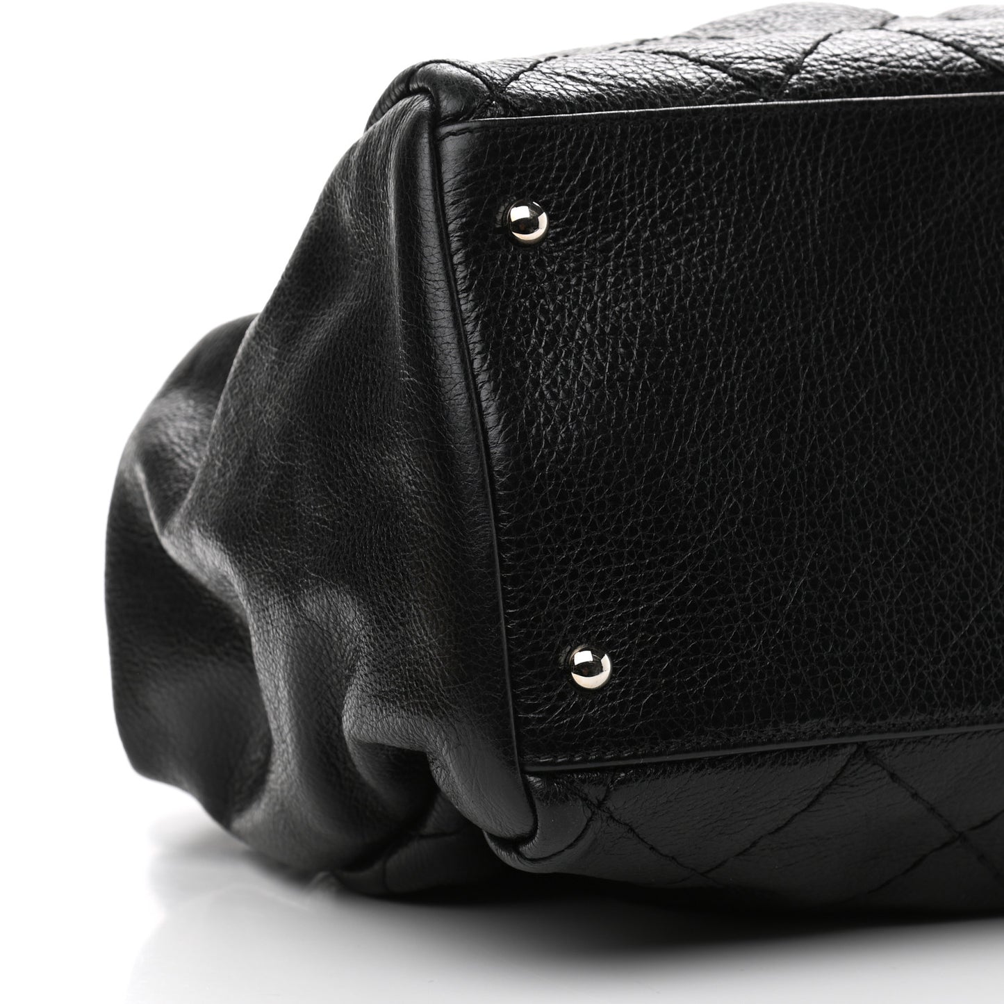 Glazed Calfskin Large On The Road Large Frame Tote Black