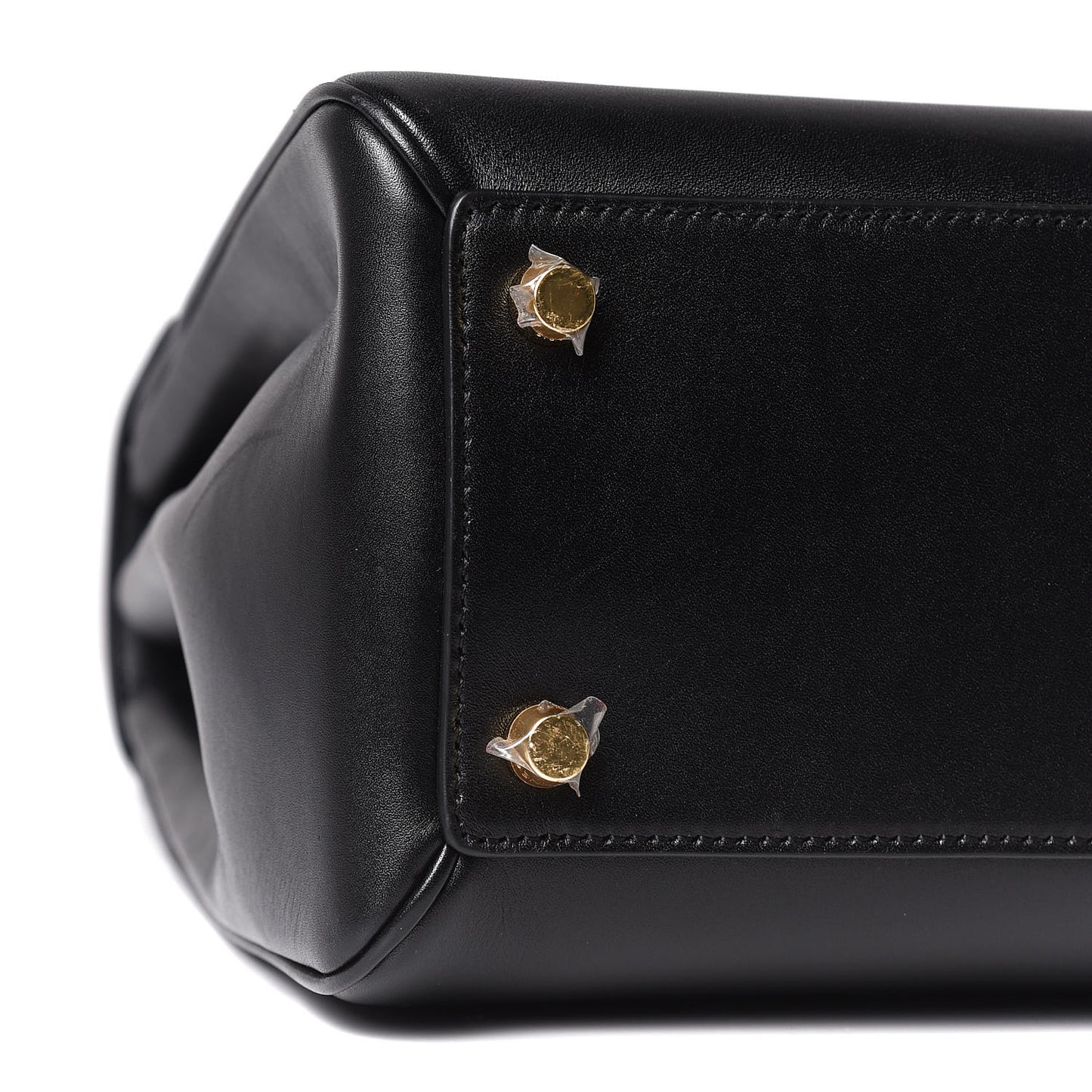 Satinated Calfskin Medium 16 Top Handle Bag Black