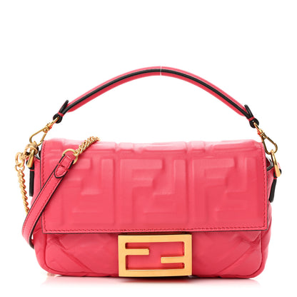 Fendi Nappa FF 1974 Embossed Mini Baguette Lampone 1 of 12