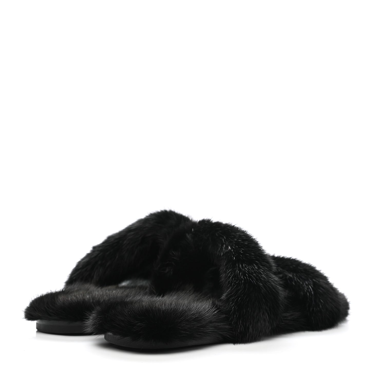 Mink Fur Bleach Sandals 39 Black